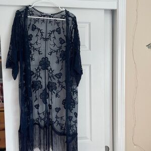 Navy Lace Kimono